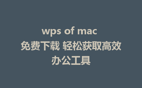 wps of mac 免费下载 轻松获取高效办公工具