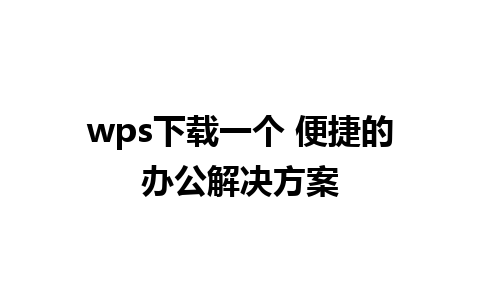 wps下载一个 便捷的办公解决方案