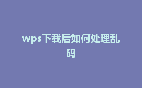 wps下载后如何处理乱码