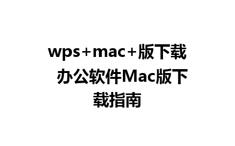 wps+mac+版下载  办公软件Mac版下载指南