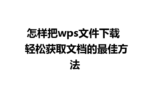 怎样把wps文件下载  轻松获取文档的最佳方法