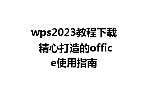 wps2023教程下载 精心打造的office使用指南