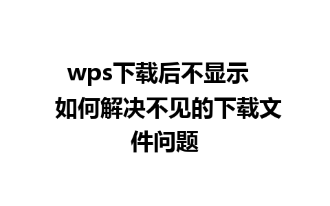 wps下载后不显示   如何解决不见的下载文件问题