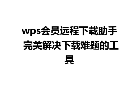 wps会员远程下载助手 完美解决下载难题的工具