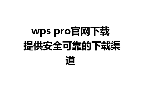 wps pro官网下载 提供安全可靠的下载渠道