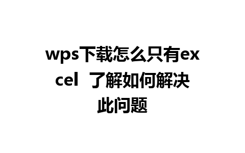 wps下载怎么只有excel  了解如何解决此问题