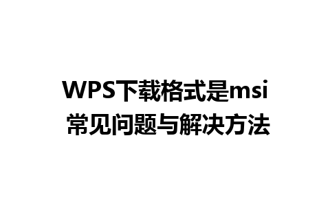 WPS下载格式是msi 常见问题与解决方法