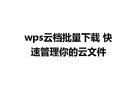 wps云档批量下载 快速管理你的云文件