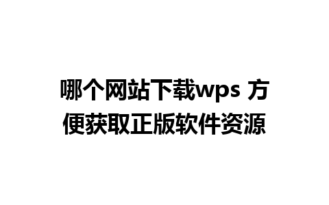 哪个网站下载wps 方便获取正版软件资源