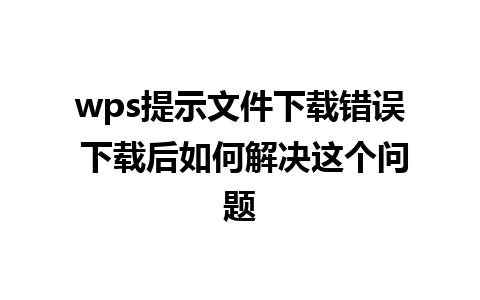 wps提示文件下载错误 下载后如何解决这个问题