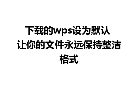 下载的wps设为默认 让你的文件永远保持整洁格式