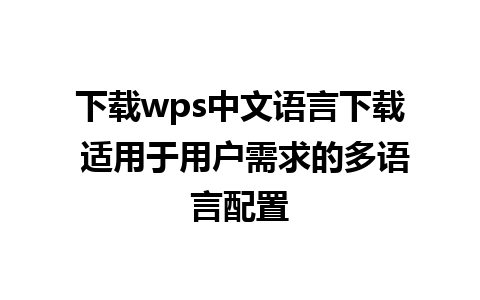 下载wps中文语言下载 适用于用户需求的多语言配置