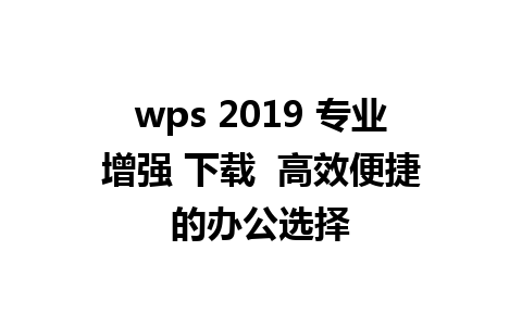 wps 2019 专业增强 下载  高效便捷的办公选择