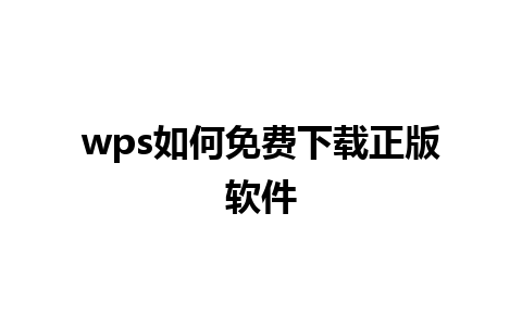 wps如何免费下载正版软件