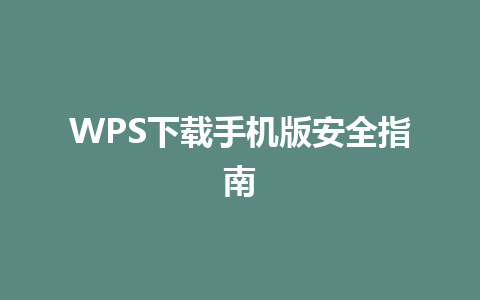 WPS下载手机版安全指南