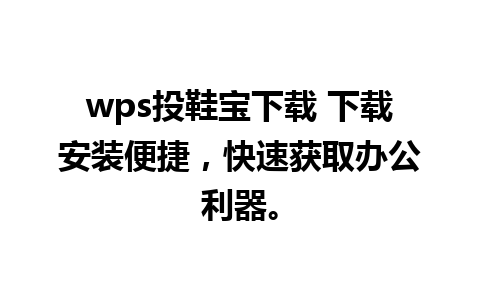 wps投鞋宝下载 下载安装便捷，快速获取办公利器。