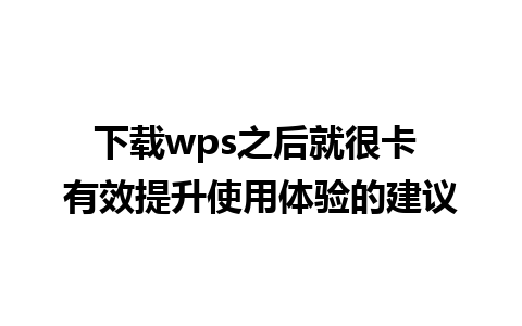 下载wps之后就很卡 有效提升使用体验的建议