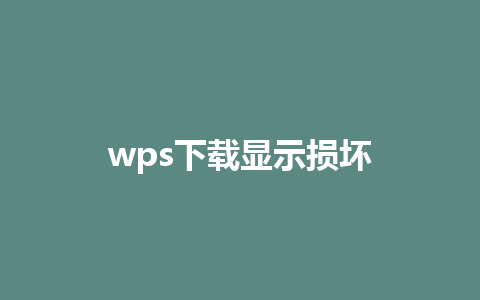 wps下载显示损坏 