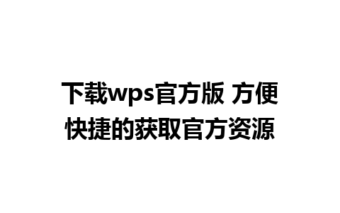 下载wps官方版 方便快捷的获取官方资源