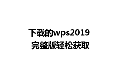 下载的wps2019 完整版轻松获取