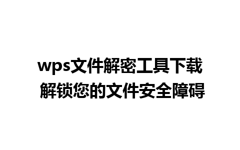 wps文件解密工具下载 解锁您的文件安全障碍