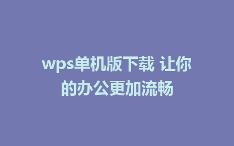 wps单机版下载 让你的办公更加流畅