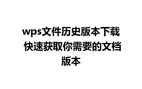 wps文件历史版本下载 快速获取你需要的文档版本