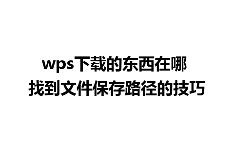 wps下载的东西在哪 找到文件保存路径的技巧