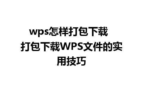 wps怎样打包下载  打包下载WPS文件的实用技巧