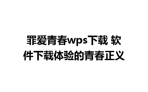 罪爱青春wps下载 软件下载体验的青春正义