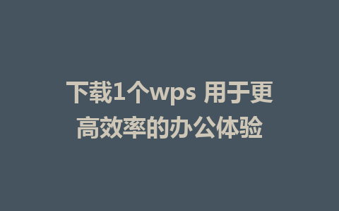 下载1个wps 用于更高效率的办公体验