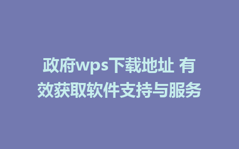 政府wps下载地址 有效获取软件支持与服务

