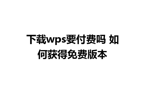 下载wps要付费吗 如何获得免费版本