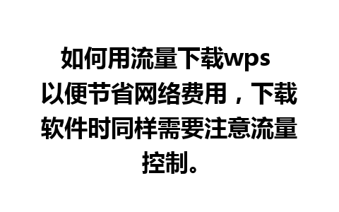 如何用流量下载wps 以便节省网络费用，下载软件时同样需要注意流量控制。