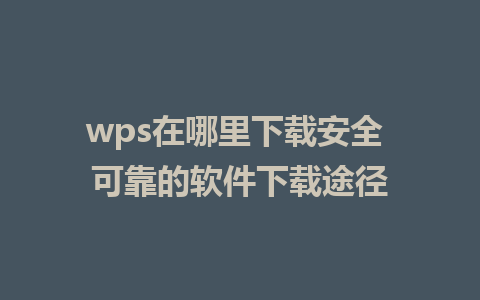 wps在哪里下载安全 可靠的软件下载途径