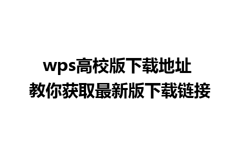 wps高校版下载地址 教你获取最新版下载链接