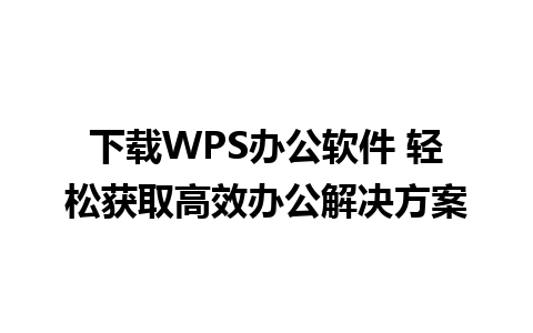 下载WPS办公软件 轻松获取高效办公解决方案