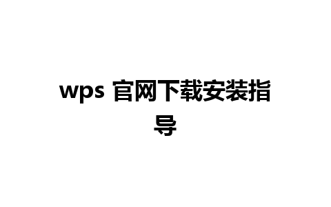 wps 官网下载安装指导