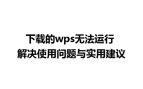 下载的wps无法运行 解决使用问题与实用建议