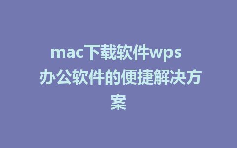 mac下载软件wps  办公软件的便捷解决方案