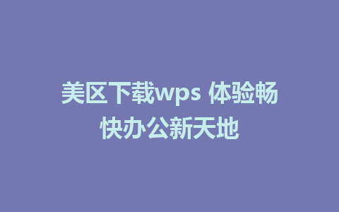 美区下载wps 体验畅快办公新天地