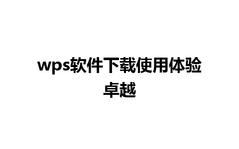 wps软件下载使用体验卓越