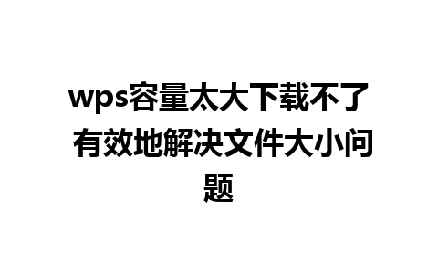 wps容量太大下载不了 有效地解决文件大小问题