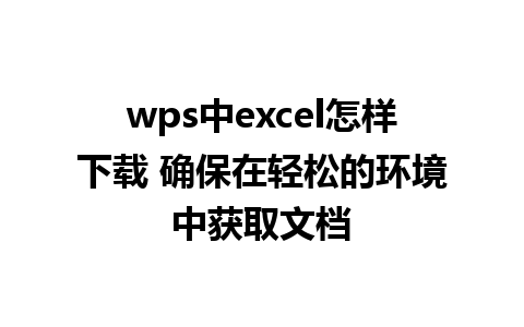 wps中excel怎样下载 确保在轻松的环境中获取文档