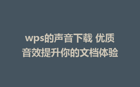 wps的声音下载 优质音效提升你的文档体验