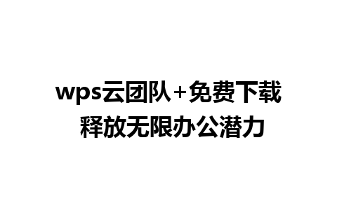 wps云团队+免费下载 释放无限办公潜力