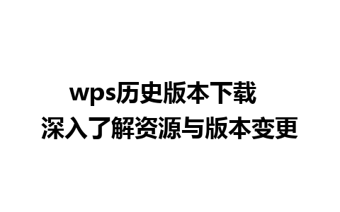 wps历史版本下载  深入了解资源与版本变更