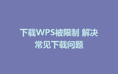 下载WPS被限制 解决常见下载问题