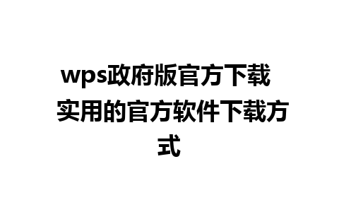 wps政府版官方下载  实用的官方软件下载方式