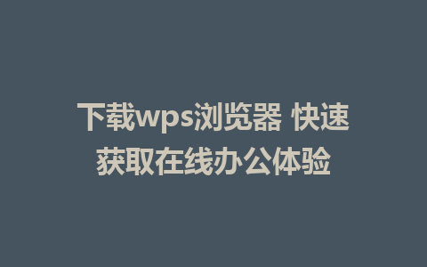 下载wps浏览器 快速获取在线办公体验